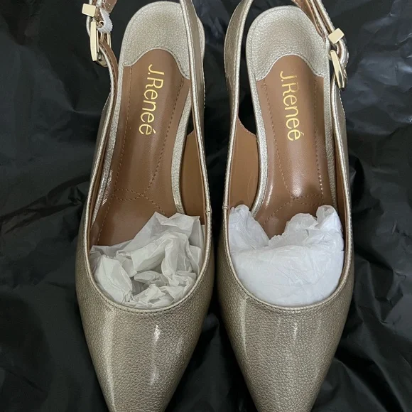 NWOB J. Renee Mayetta Slingback Pearlized Patent Pumps size 8W - Picture 2 of 7